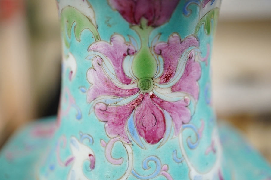 A Chinese famille rose square section vase, second half 19th century